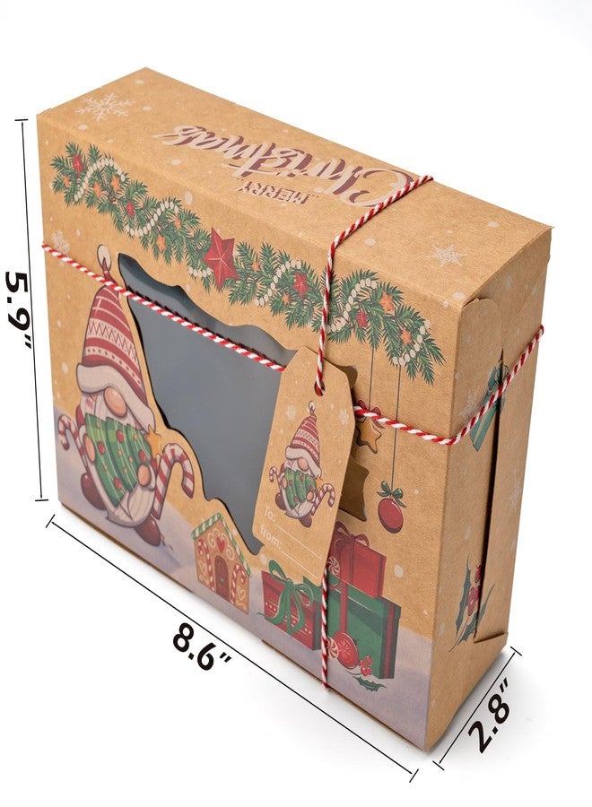Famgee 12 Pack Christmas Cookie Boxes with Window Lid Bakery Treat Boxes Baking Kraft Goodies Donut Boxes for Gift Giving Pastry Packaging Xmas Party Cupcakes Dessert Containers 8.6 x 5.9 x 2.8 Inch - Image 3